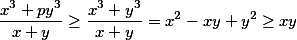 \frac{x^3+py^3}{x+y} \ge \frac{x^3+y^3}{x+y}=x^2-xy+y^2 \ge xy