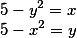 5-y^2 = x \\5-x^2 = y