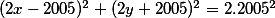 \textstyle (2x-2005)^2+(2y+2005)^2 = 2.2005^2